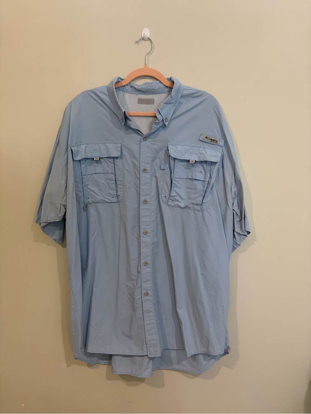 NOT FOR SALE!!! 
Columbia Men’s Light Blue Short-Sleeve Fishing Shirt